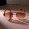 Frameless Square Sunglasses Women Men Designer Brand UV Protection Mirror Lens Classic Style Oculos De Sol