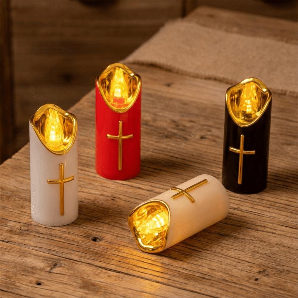 Resuable Christian Cross Candles Waterproof Realistic Flame Candles Church Use