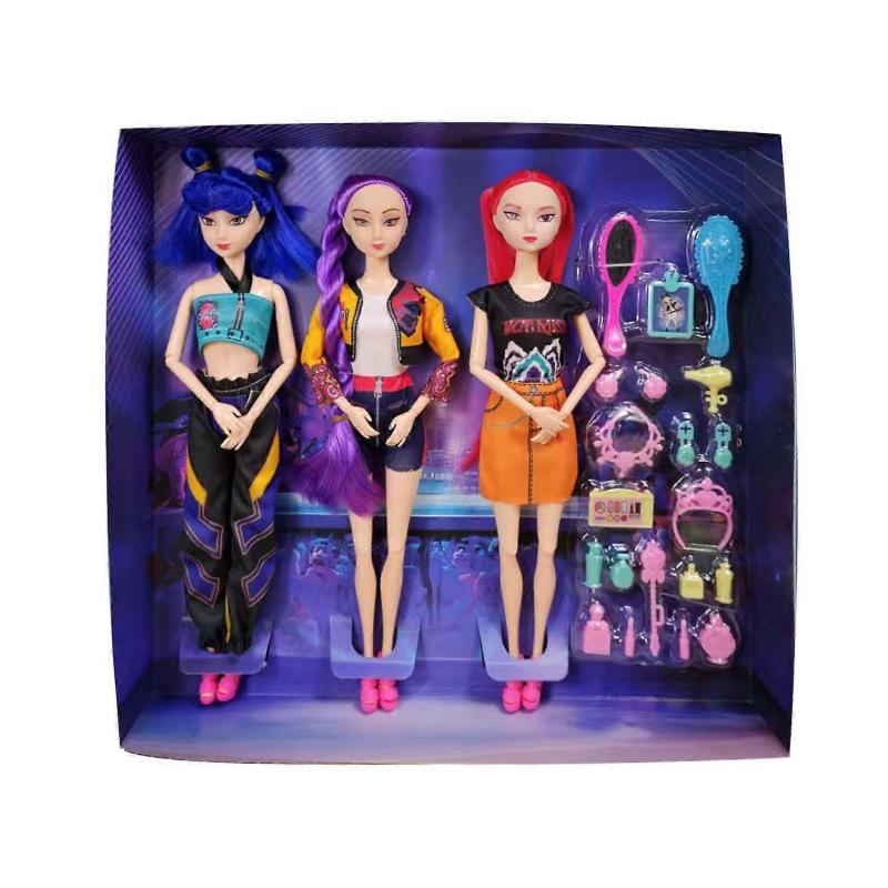 New K-POP Girl Group Doll Set 32cm High-Quality Plastic Figures Multi-Accessory Theme Toys