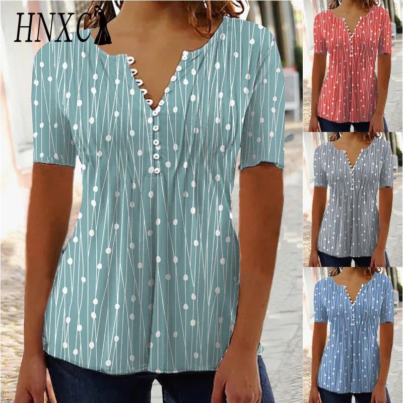 HNXC Women's Fashion Casual Short Sleeve V Neck Blouses & Shirts