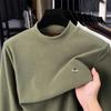 Men's Semi High Neck Velvet Long Sleeve Pullover Hoodie Winter Warm Heat Storage Print Casual Trend Menswear