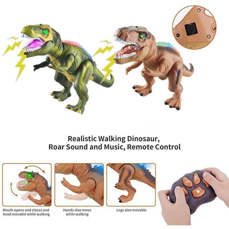 Remote Control Dinosaur Toy Glowing Walking Sounding T-rex Plastic Dinosaur Toy Educational Interactive For Kids