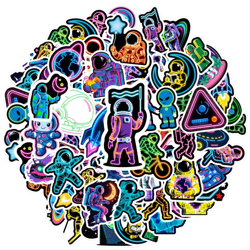 35pcs-100pcs Playful Planets Stickers Neon UFO Graffiti Decals DIY Stickers For Laptop Motorcycle Luggage Phone Guitar Laptop