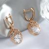 Kienl   Rose Gold Color Crystal Flower Long Earring For Women Glossy Big Natural Zircon Drop Earring Trend Daily Jewelry