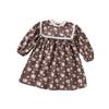 Girls Floral Long Sleeve Dress Sweet Princess With Lace Collar For Spring Autumn Toddler And Kids
