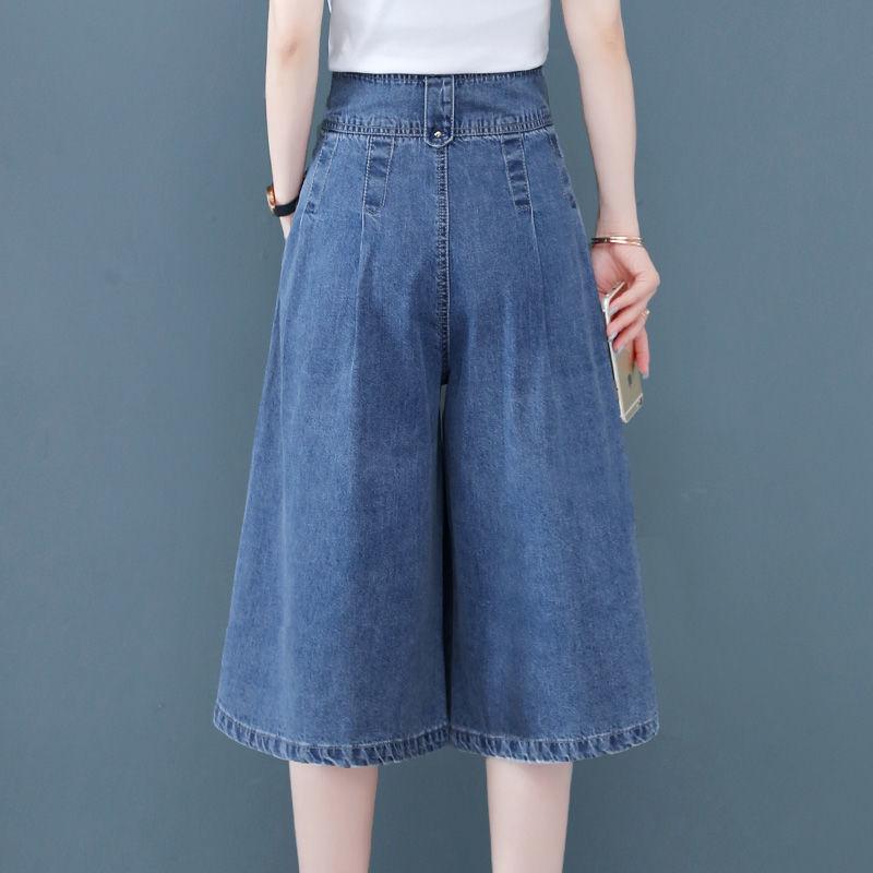 Five-point Jeans Loose Straight High Waist 2025 New Wide-leg 7-point Trousers Women Casual Thin Medium-sized Pants