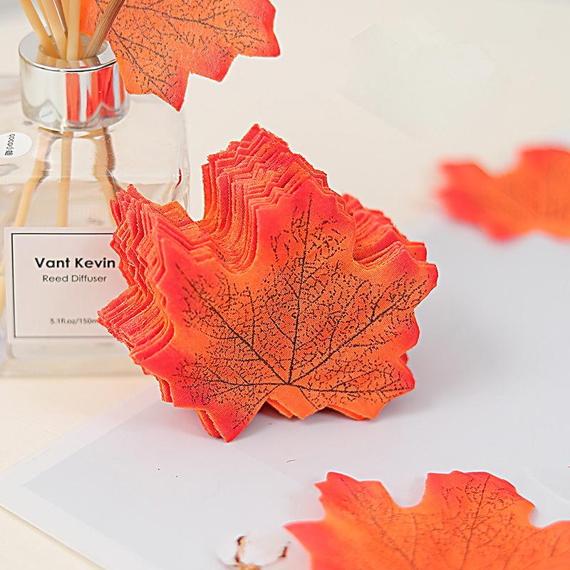 50-300Pcs Fall Artificial Maple Leaves Faux Silk Leaf For Thanksgiving Halloween Christmas Home Decor Wedding Party Supplies