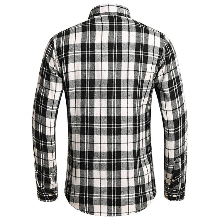 2025 Men's Plus Size Plaid Long Sleeve Shirt with Double Pockets