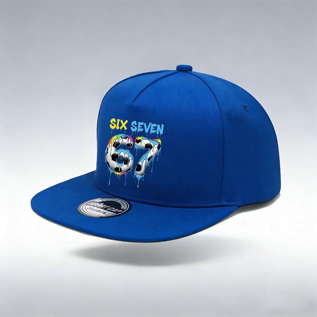 1/2PC Y2K Soccer 67 Flat Brim Hat, Melting Drip SIX SEVEN Print, Breathable, Sporty Aesthetic Cap