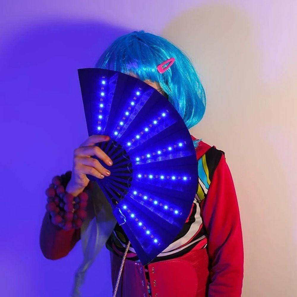 Silk LED Fan Luminous Discoloration Fan Fun Handheld Fans  Party Dancing