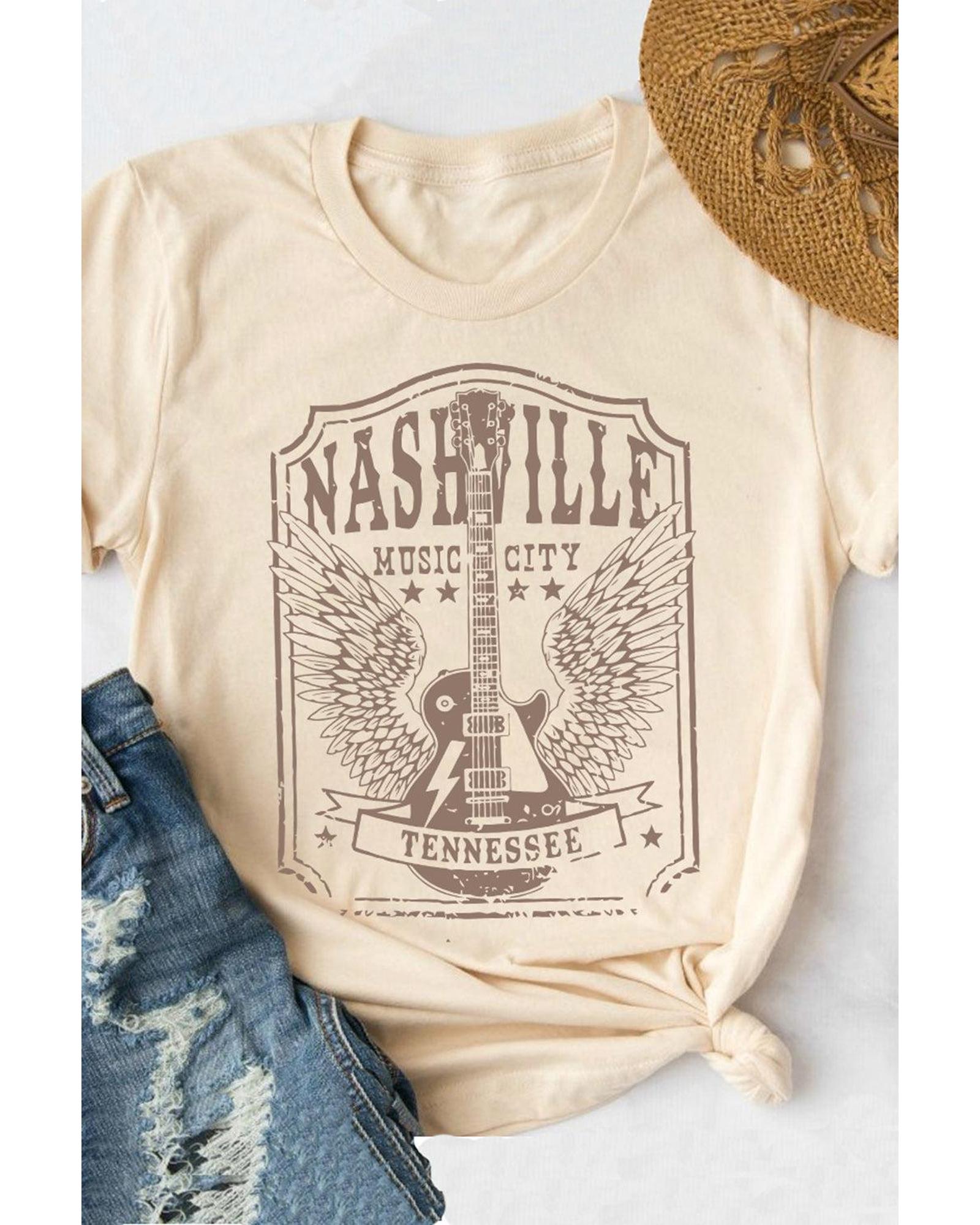 

Azura Exchange NASHVILLE Graphic Print Short Sleeve T-Shirt L хакі