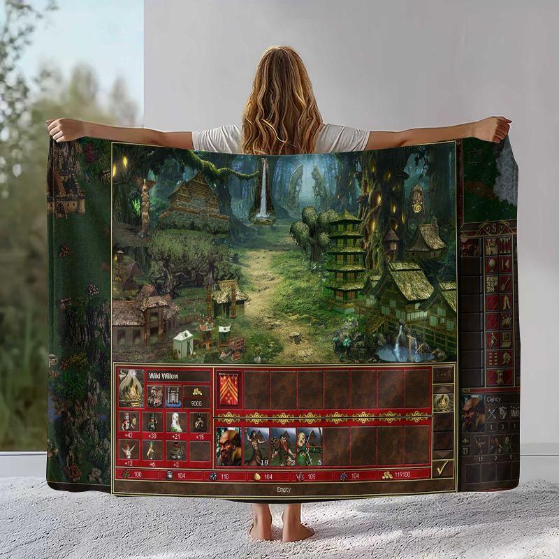 Classic Game Heroes of Might and Magic Map Flannel Blanket,Soft Plush Throw for Home Bedroom Bed Sofa Cover Camping Picnic gift