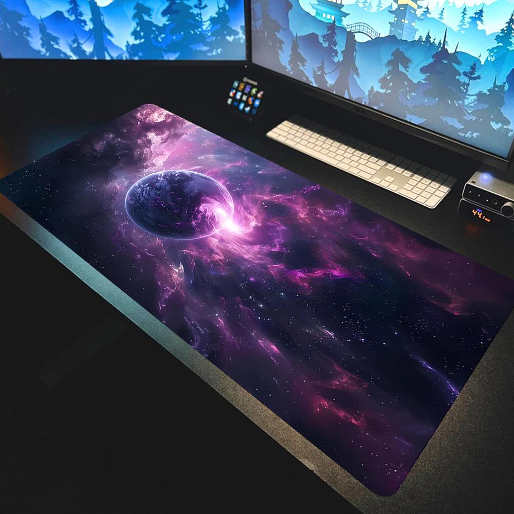 Mouse Pad Galáxia Estrelada HD Grande Computador Escritório Jogo Tapetes de Mesa XXL Borracha Antiderrapante HD Teclado Mousepads Universo Tapete de Mesa