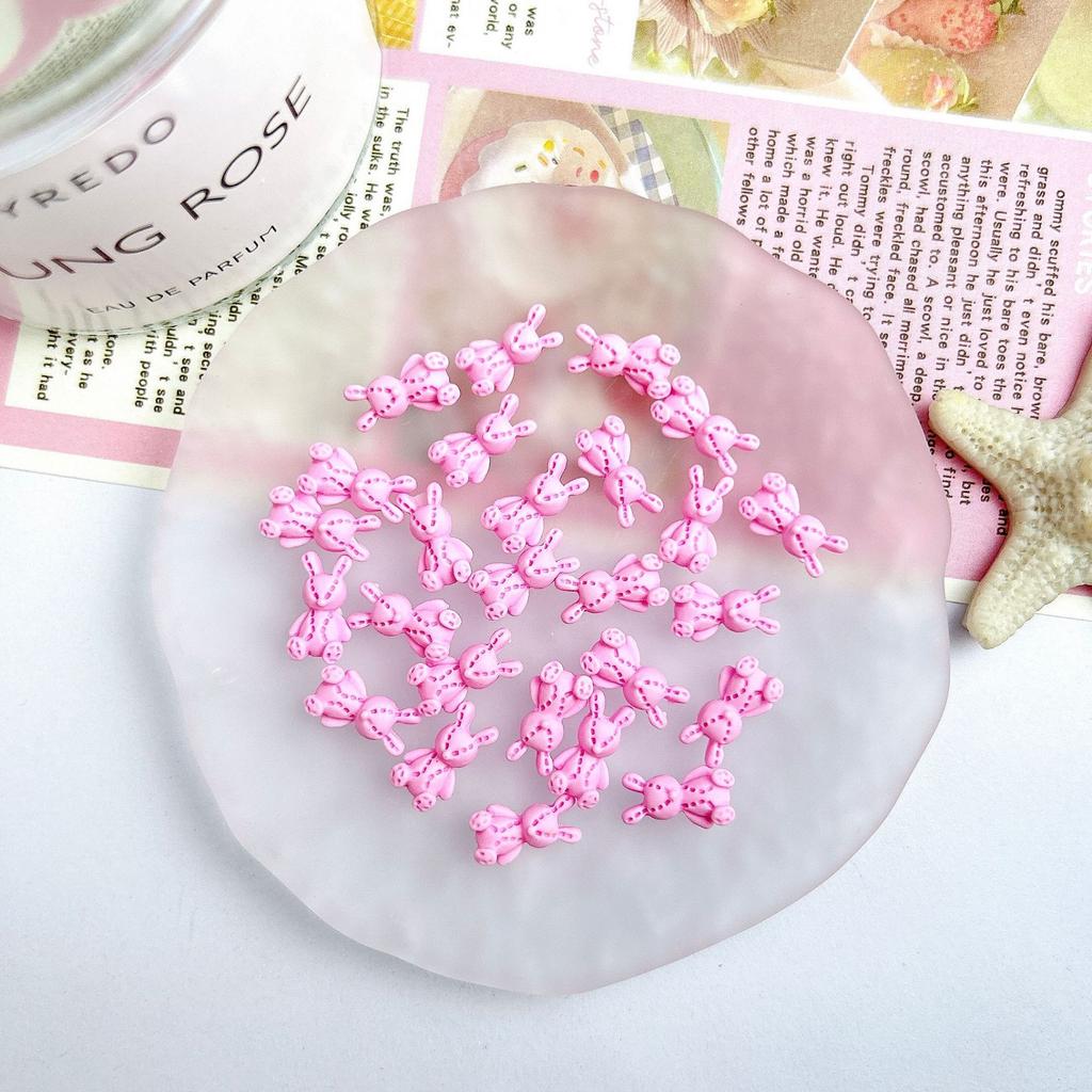 Pink Resin Cartoon Bowknot Heart Bow Tie Little Bunny Nail Art Accessories DIY Nail Hairpin Accessories Wholesale