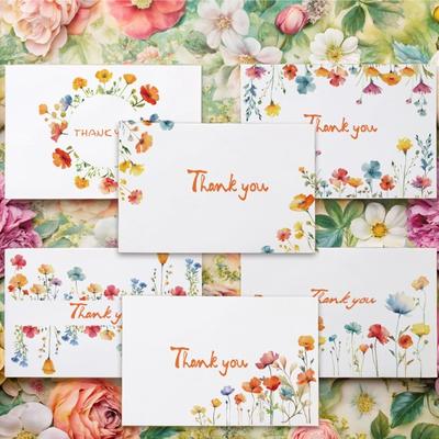 User Friendly Recycled Paper Thank You Cards Envelopes Included Wedding Party Floral Themed Party Stationeries