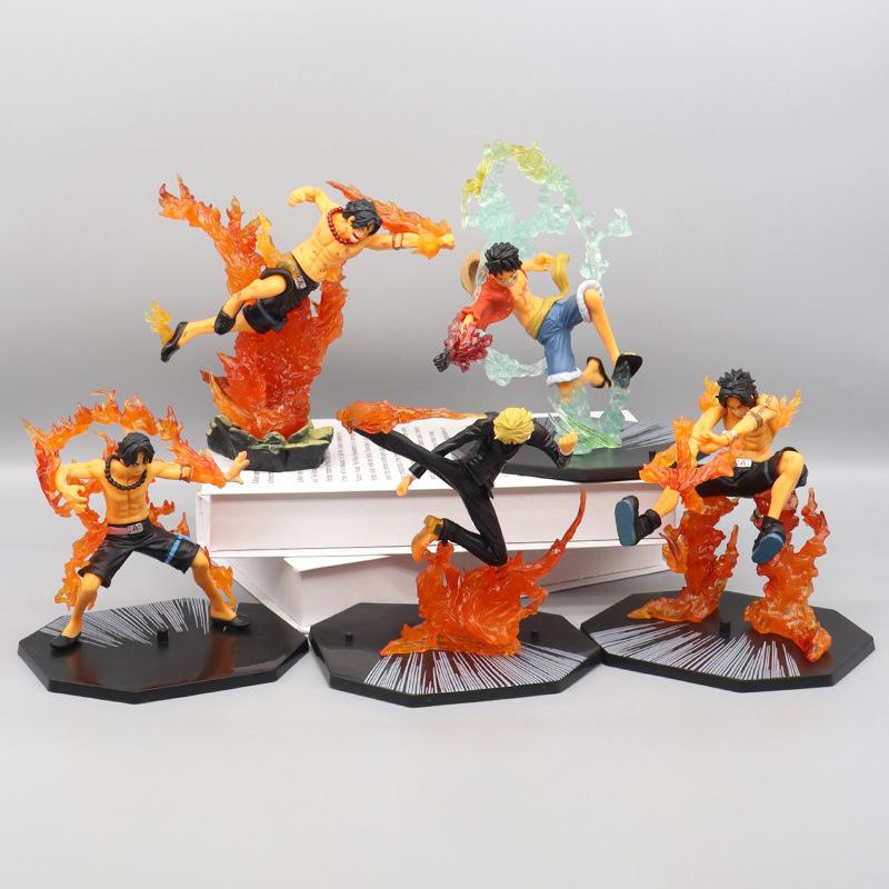 One Piece Luffy Roronoa Zoro Sabo Figure Toys Portgas D Ace Vinsmoke Sanji PVC Figurine Action Collection Anime Model Dolls Gift