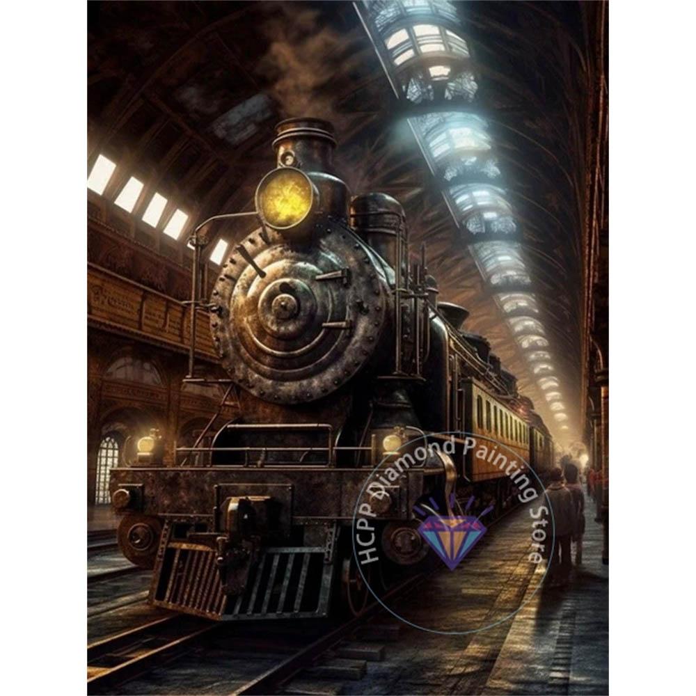 Steampunk Train Diamond Drawing Kit 5D DIY Diamond Embroidery Industrial Punk Handmade Art Exquisite Adult Gift Home Decoration