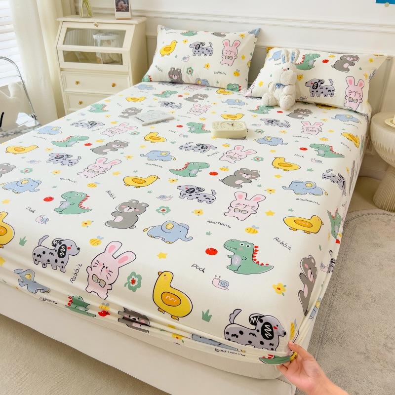 Pure Cotton Bed Sheet Set Cartoon Design Twin Full Size Four Seasons Bedding 100% Cotton Mattress Protector Fresh Style Bed Cover 3 Piece Set