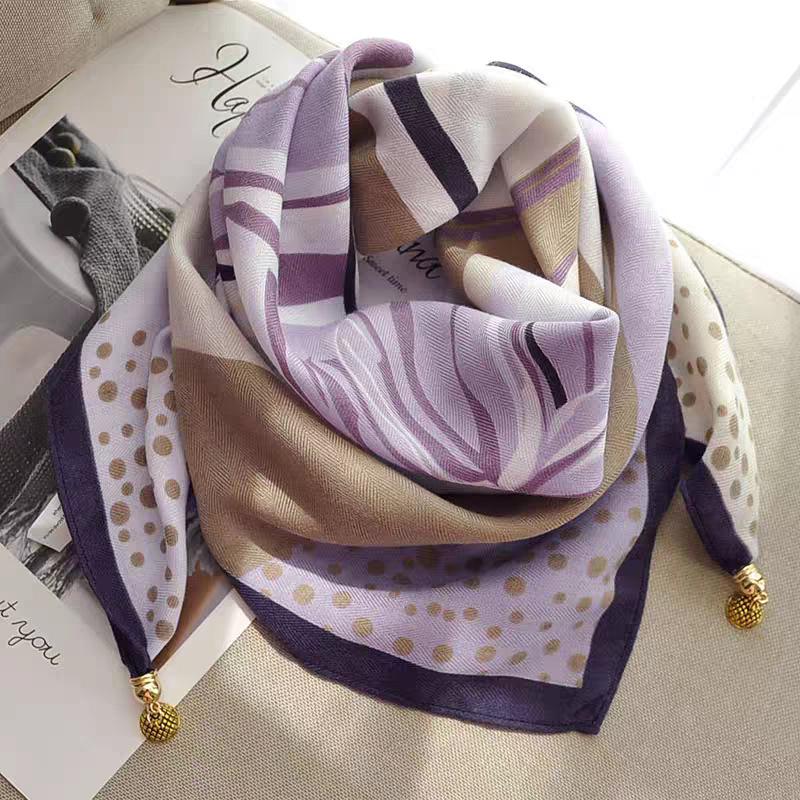 Silk Scarf with Magnetic Buckle - Square, Fashionable Winter Accessory for Women