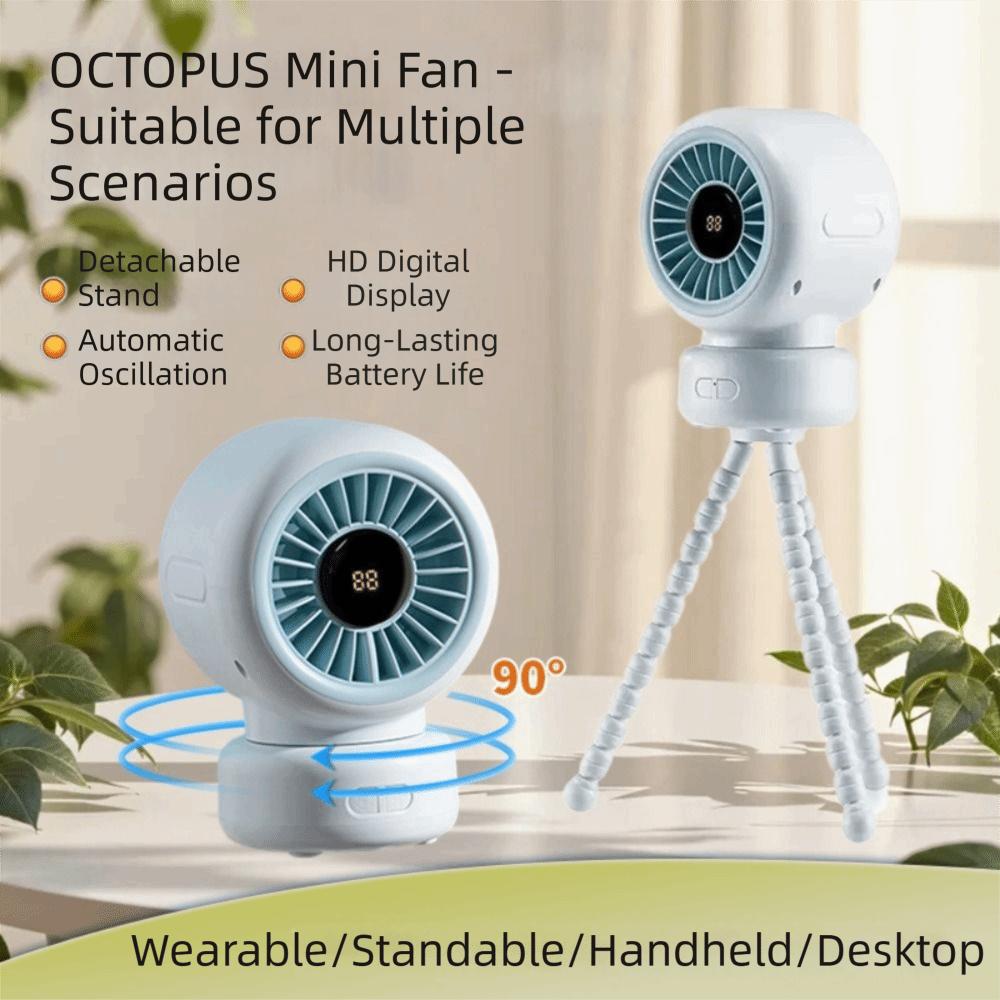 12H Runtime Baby Stroller Fan 3600mAh Rechargeable Fan Intelligent Octopus Clip Fan Children Use