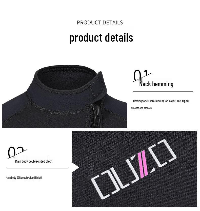 2025 Unisex 3mm Thickened Wetsuit for Snorkeling, Surfing & Diving – Warm, Cold-Proof, Split Long Sleeve Design