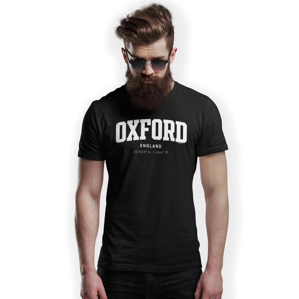 Oxford Varsity Style Print With Coordinates Hand Printed T-Shirt Size S - 5XL