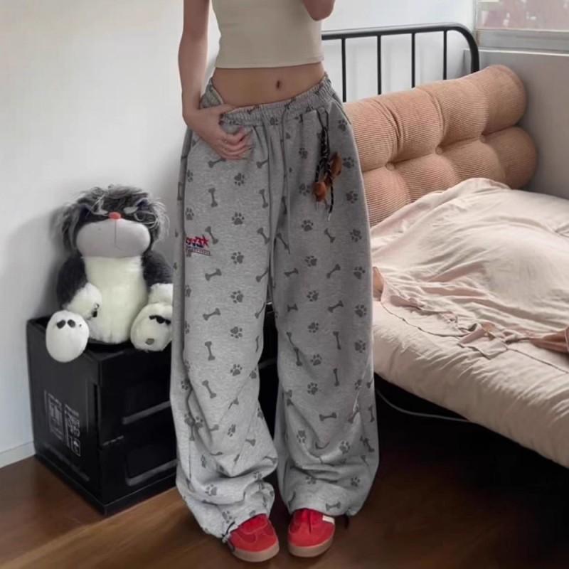 Womens Vintage Streetwear Sweatpants Loose Fit Wide Leg Hip Hop Dance Pants