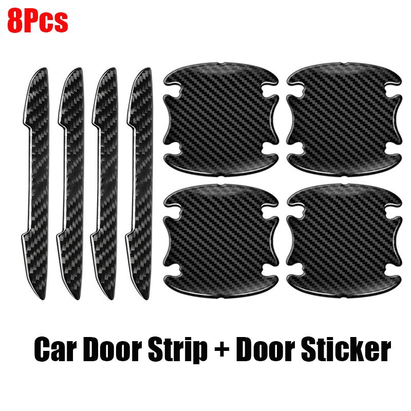 2-14Pcs Carbon Fiber Car Door Handle Bowl Scratch Protective Stickers Car Door Handle Rearview Mirror Protector Auto Accessories