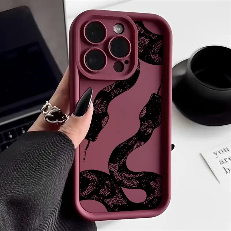 Black Snake Print Phone Case For iPhone 16 15 14 Pro Max 13 12 11 XS X XR 7 8 Plus SE 2022 Shockproof Candy Soft Silicone Cover