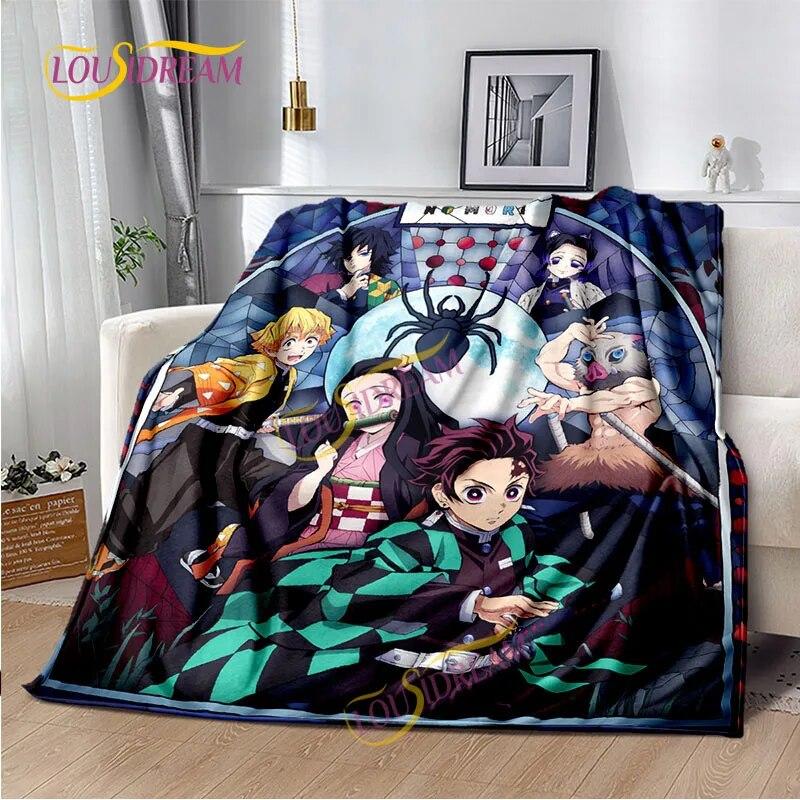 Japanese Cartoon Series Blanket Living Room Bed Sofa Travel 3D Demon Slayer Blanket Cartoon Home Office Hiking Gift