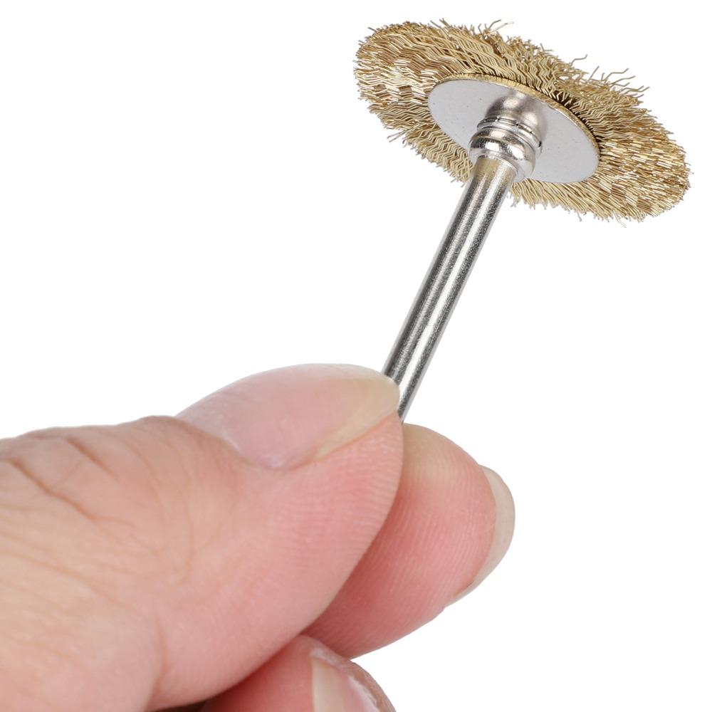 30pcs Brass Wire Rotary Tool Brushes T-Shape Structure Brass Wire Brush Set Wood Carving