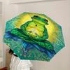1pc Frog Lotus Flower Fashionable Automatic Opening/Closing Folding Umbrella with 8 Iron Bones, Plastic Handle yy251015059