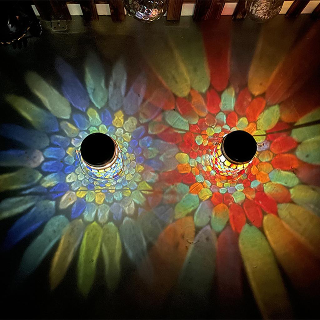 Solar Mosaic Lantern Light IP44 Waterproof Inlaid Fade Resistant Mosaic Glass Light