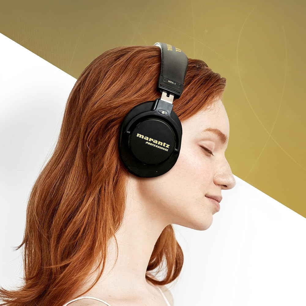 Marantz Professional Monitor Headphones, Closed-back, Over-ear, Wired, 40mm Driver, for Musical Instruments, Streaming, DJing, Gaming, and Teleworking