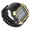 Men S Electronic Watch Night Light Waterproof Large Dial Dual Time Digital Sports WatchBlack Gold