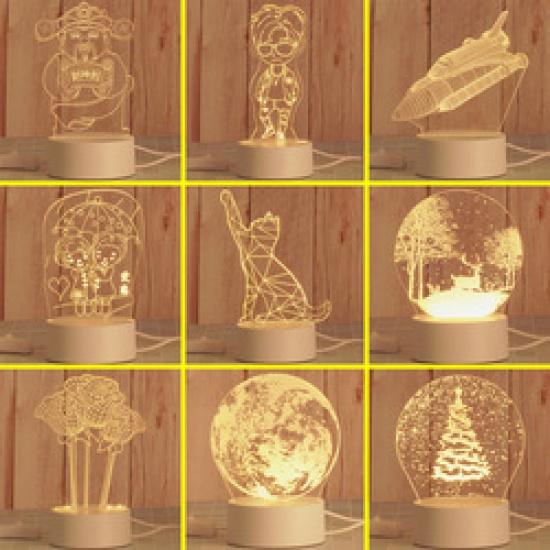 Ne Custom Photo Creative 3D Illusion Anime Lamparas Acrylic Table Desk Base LED Christmas Lamp Kid'S Room Decor Night