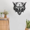 Fierce Wolf Head Wall Art Wrought Iron Roaring Wolf Wall Hanging Decoration for Living Room Bedroom Office