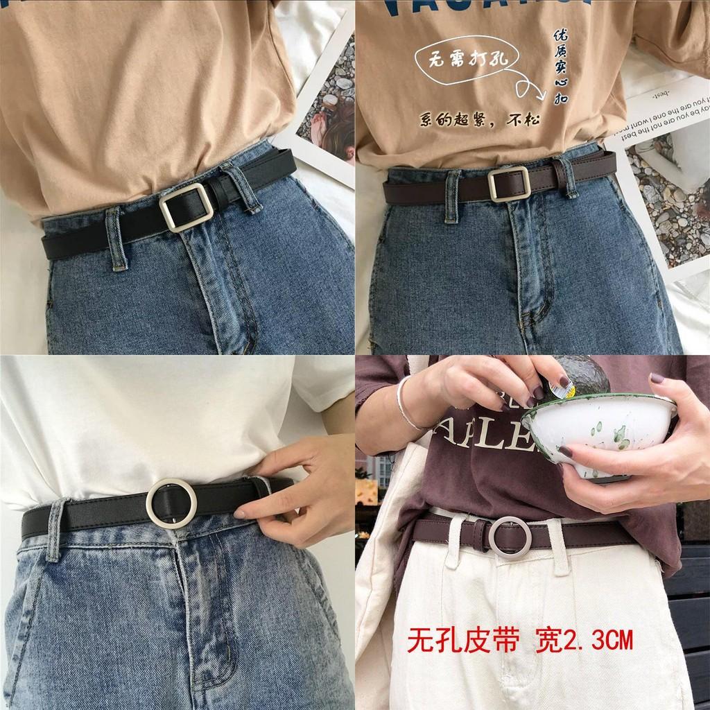 Black Pu Classic Belt For Women With Versatile No Hole Design Ideal For Any Attire Casual