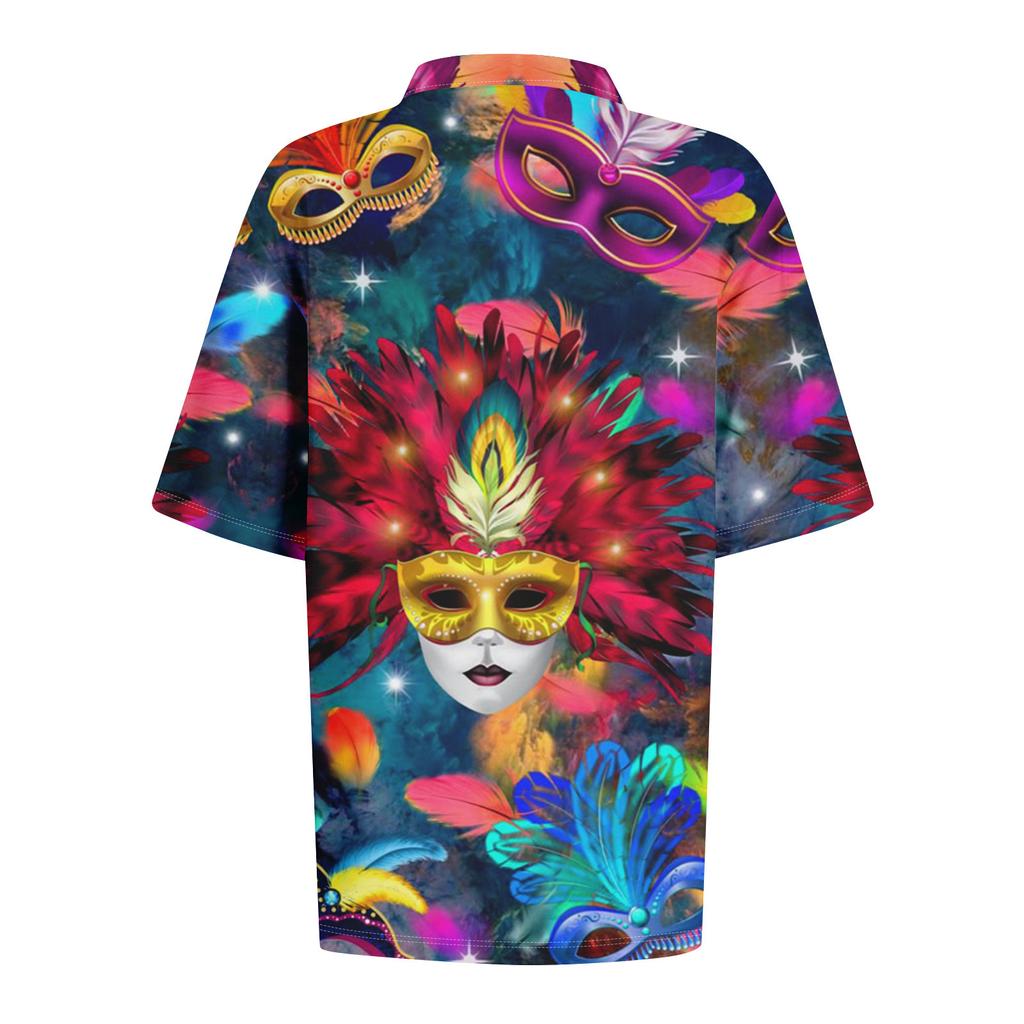 Kvinners uformelle blomstertrykk V-hals kortermet dekorativ knapp T-skjorte topp