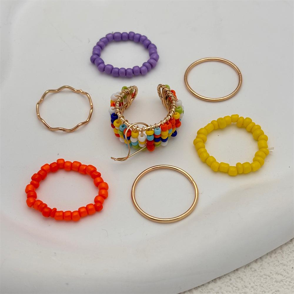 European & American Minimalist Luxury Colorful Ladies' Ring Set