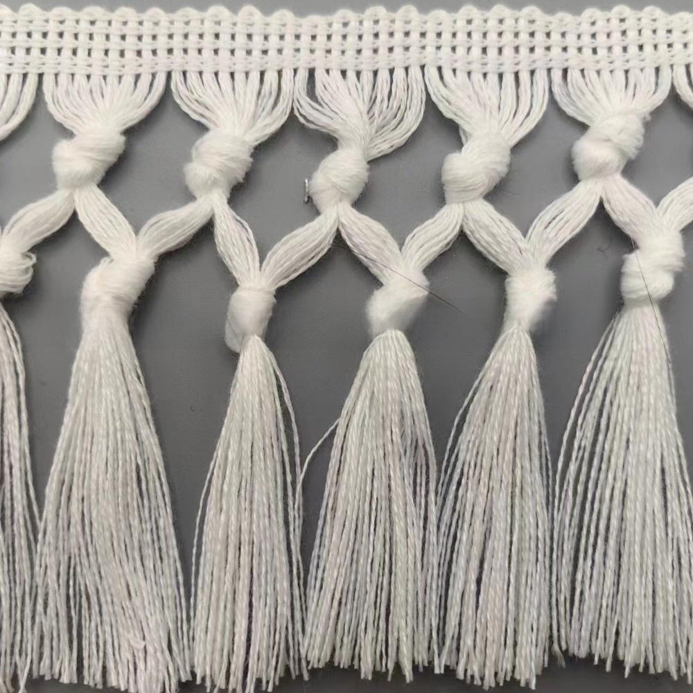 1Yard 11cm Wide Fringe Trim Ribbon Cotton Material Macrame Tassel Ribbon  For Curtain Sewing