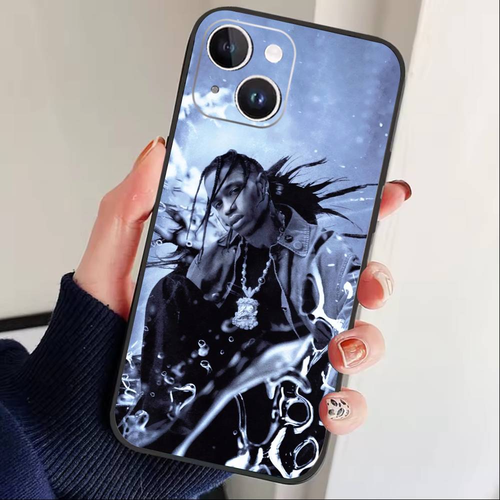 

T-Travis Scott S-SICKO MODE Phone Case For iPhone17,16,15,14,13,12 Plus,Max Soft Silicone Black Cover iPhone16plus