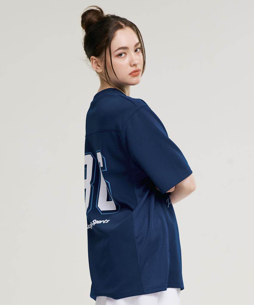 Leijibi Mixed Mesh Rugby Jersey Top Oversized Short Sleeve W Athletic Wear Short Sleeve T-Shirt Navy