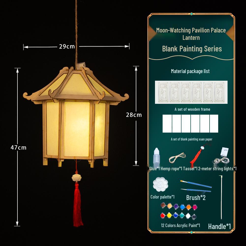 2025 Mid-Autumn Festival DIY Children's Paper Lantern Set - Handcrafted Luminous Xuan Paper Lanterns with Floral and Rabbit Palace Designs