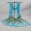 MISS Donna Multicolore Pavone Fiore Lunga Sciarpa Avvolgente Chiffon Scialle