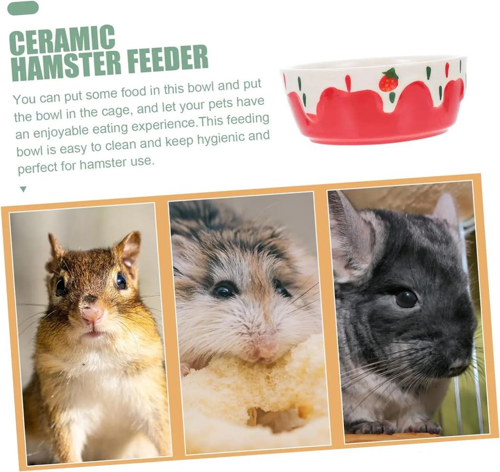 Hamster Food Bowl Rabbit Feeder Water Bowl Ceramic Small Animal Dishes Pottery Pet Dish Guinea Pig Feeder Bowl Supplies
