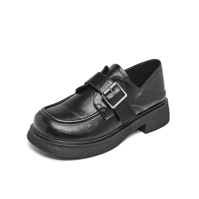 Augustine black loafers women's 2025 autumn new platform British style jk casual commuter small leather shoes