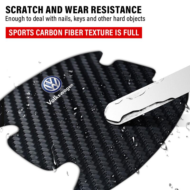 4PCS Car Door Handle Protection Sticker Emblem Car Decoration Styling For Volkswagen Golf-7 4 5 6 CC T-ROC Sharan Passat B5 6 7 Polos Tiguan