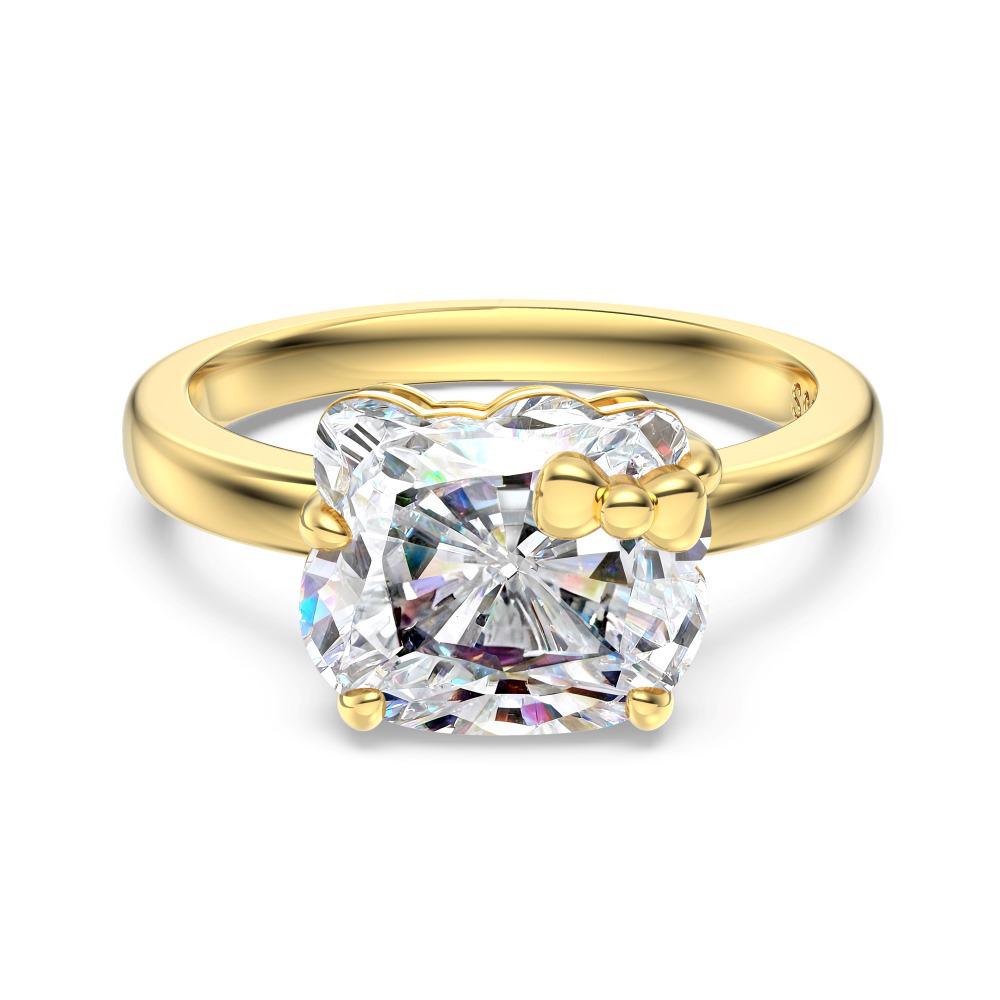 S925 Sterling Silver Cartoon Cat Necklace and Ring Set - Women s Simple Bow Cute Jewelry Sterling Silver 925