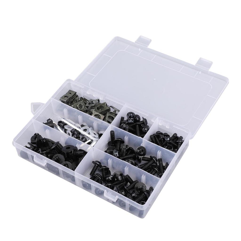 198PCS Motorcycle Sportbike Windscreen Fairing Bolts Kit Fastener Clips Screws for Honda Kawasaki Ducati